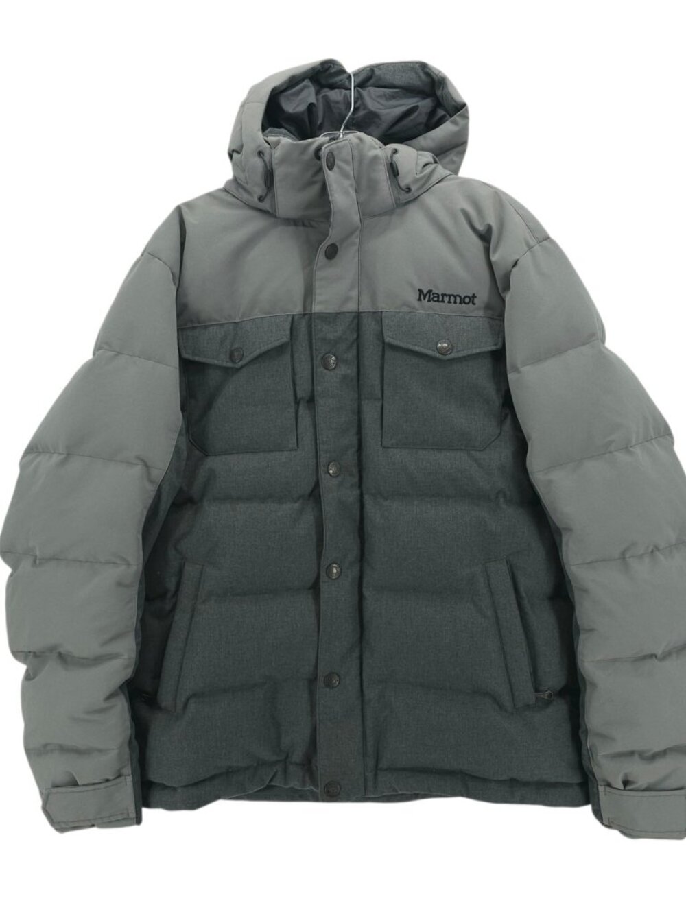 MARMOT Fordham 700 Fill Down Jacket Gray Puffer Hooded Men's LARGE